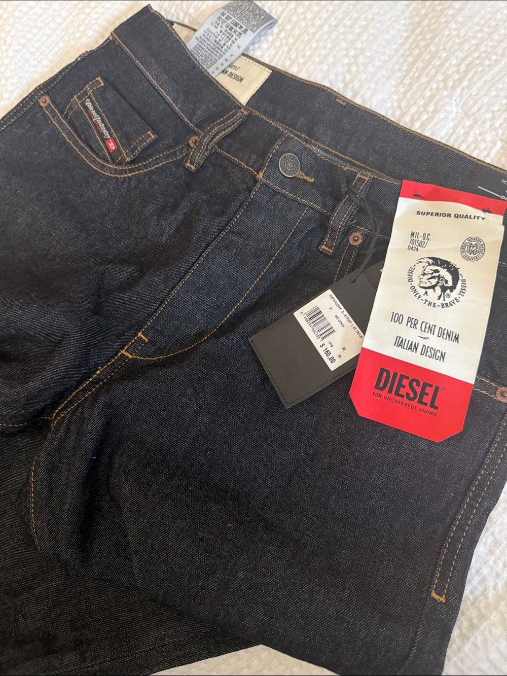 DIESEL SLIM D-STRUKT 009HF STRETCH DARK BLUE JEANS 100%ITALIAN DESIGN W32 L32